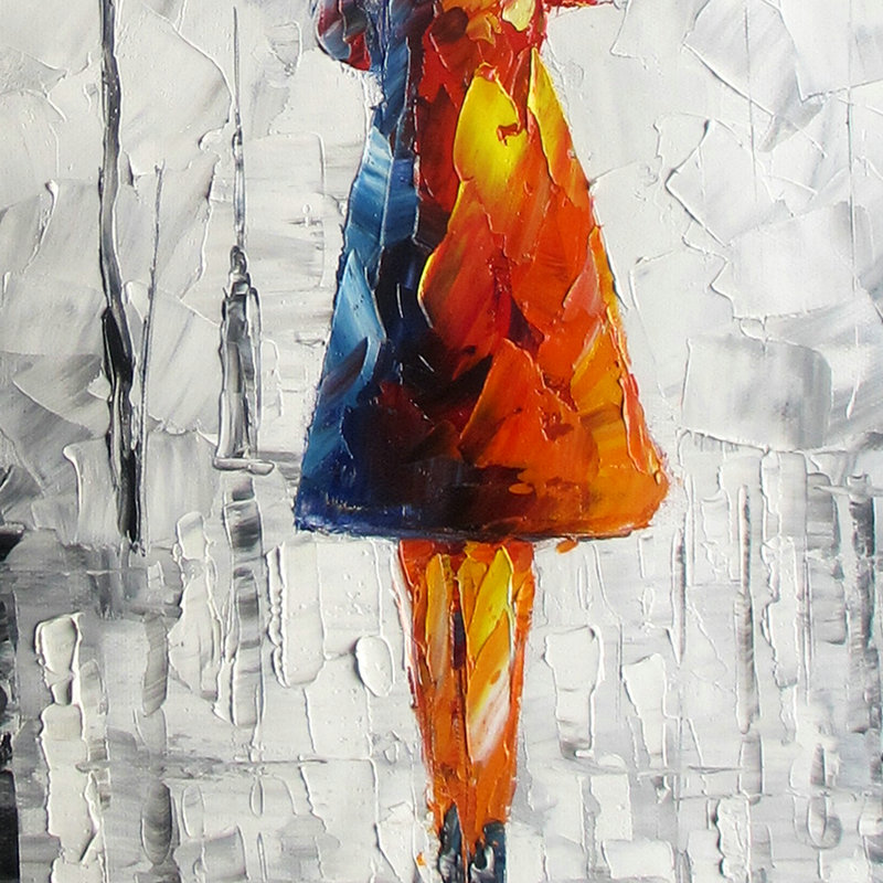 Wall Art Oil Painting On Canvas "lady under the umbrella" Living Room Decor